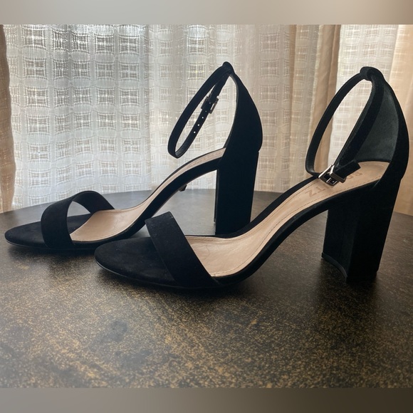 Suede Block Heel Ankle Strap Sandal - Picture 1 of 6